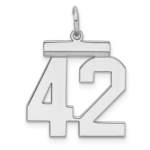 Sterling Silver Athletic Collection Medium Polished Number 42 Pendant